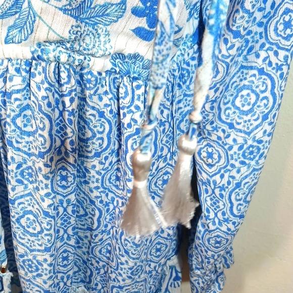 House of Harlow 1960  Floral Blue Tiered mini Dress size Medium - Picture 7 of 11